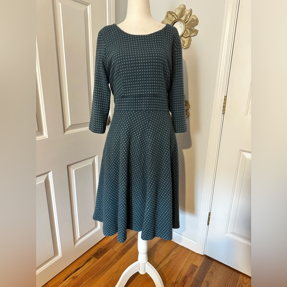 Boden Kate Wool Blend polka dot dress turquoise